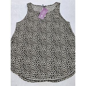 Michael Taylor Tank top Women S/M Cheetah Print Crew Neck Polyester